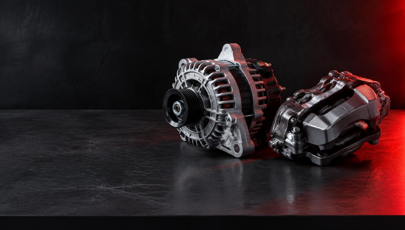 Used alternator and brake caliper